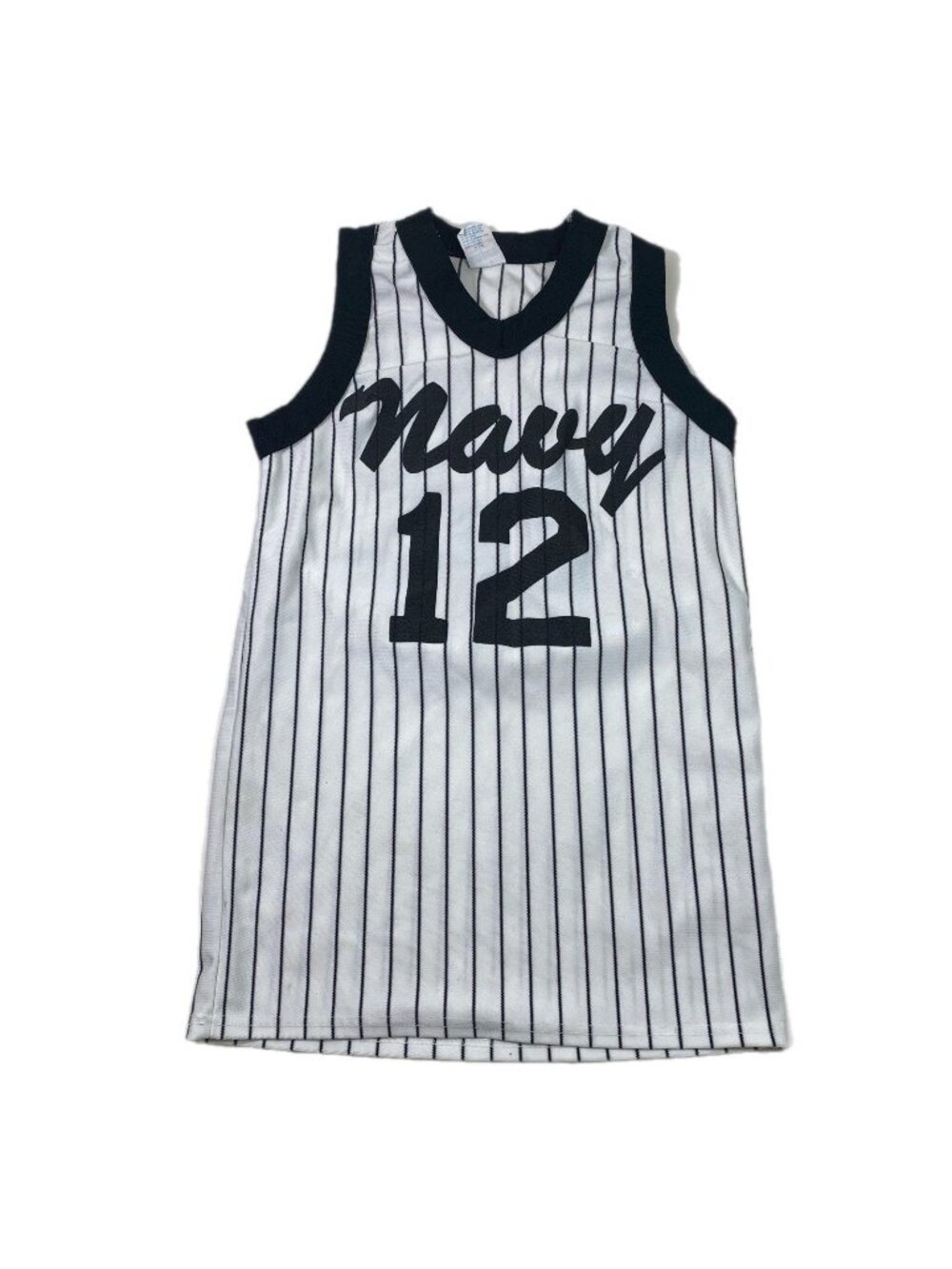 Vintage 80s NAVY Military Empire Sporting Goods Pinstripe Jersey Size M USA Made